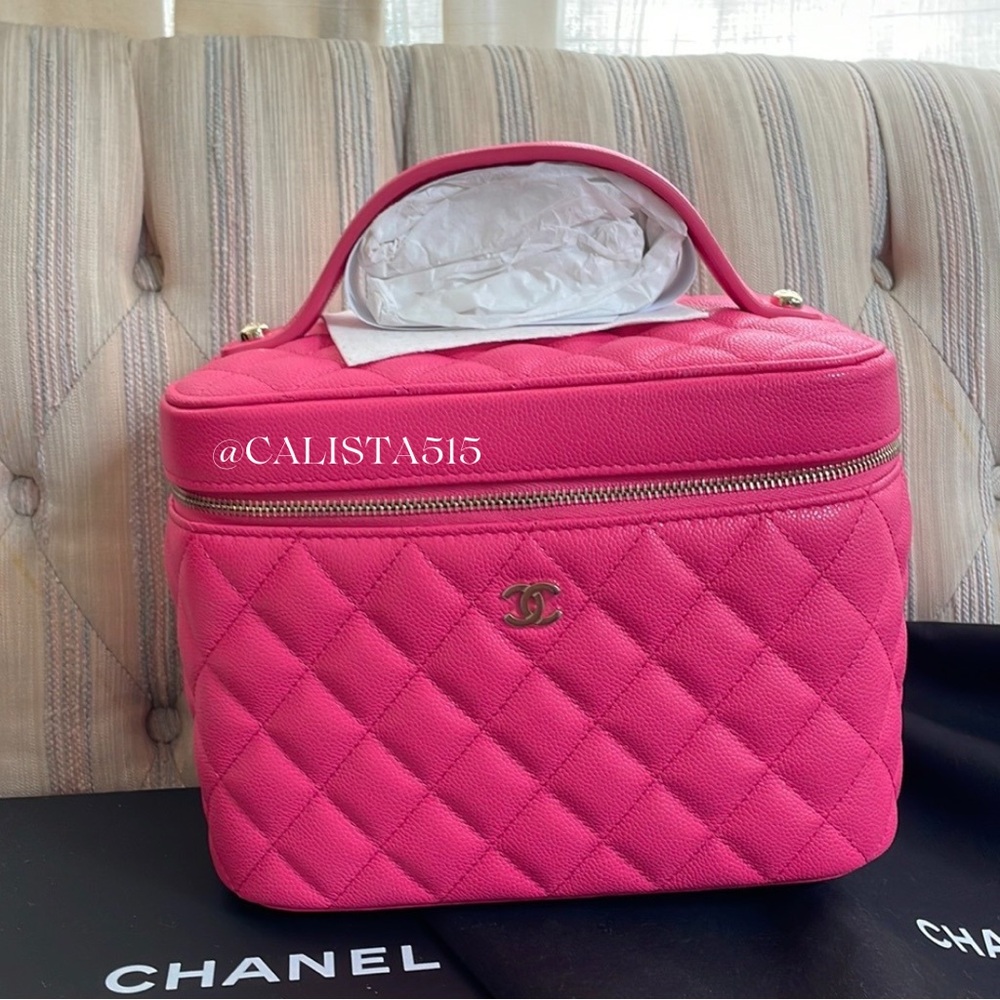 BNIB 2024 Cruise Hot Barbie Caviar Leather Pink Vanity Bag